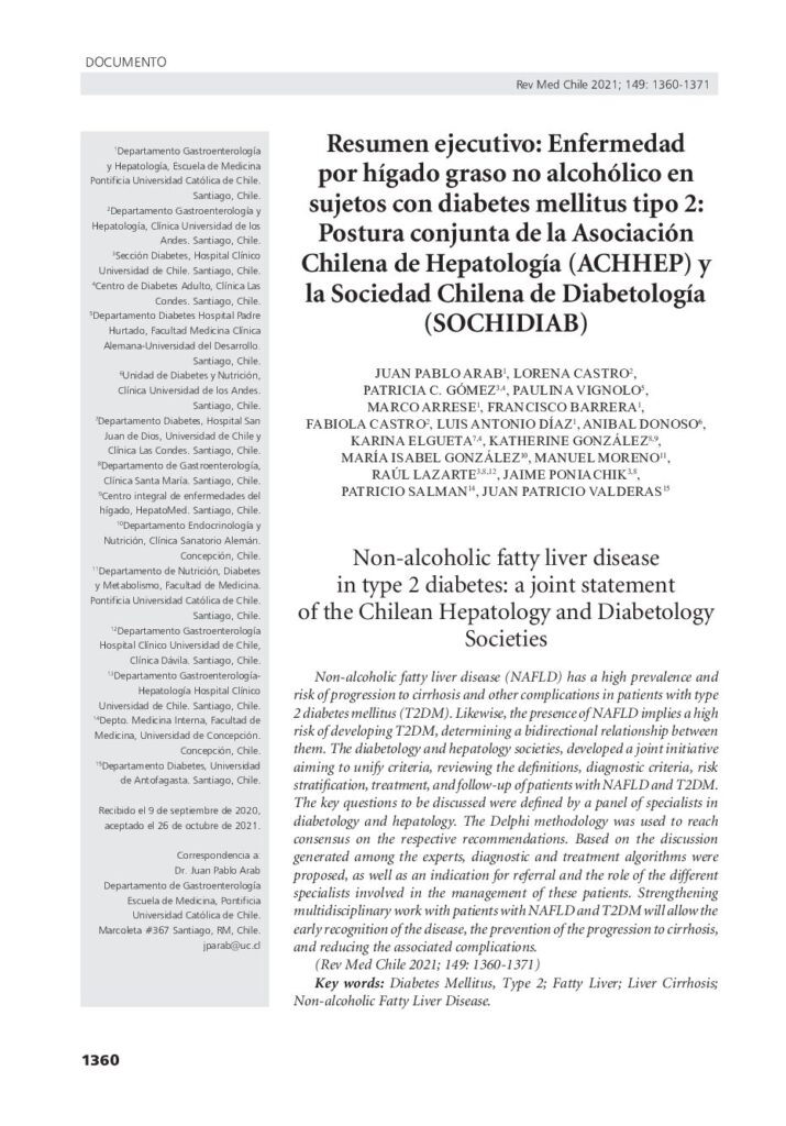 ACHHEP y SOCHIDIAB – Resumen ejecutivo enfermedad por hígado graso no alcohólico